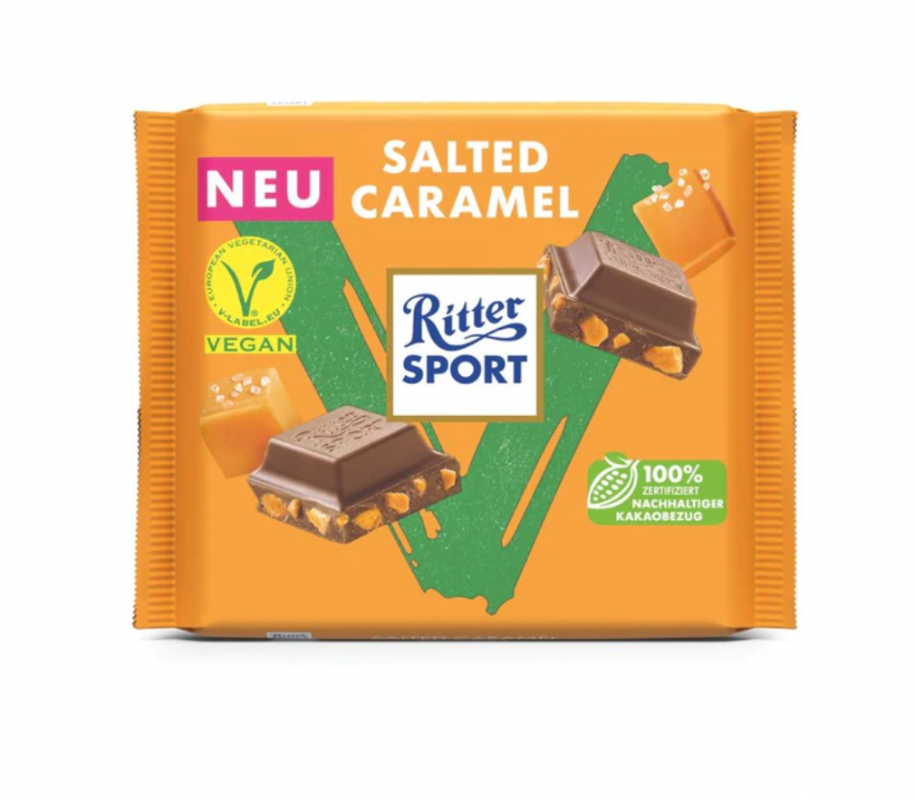 RITTER SALTED CARAMEL PIECES 100G  