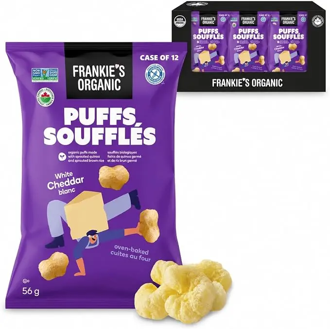 FRANKIE'S ORGANIC PUFFS WHITE CHEDDAR 56G