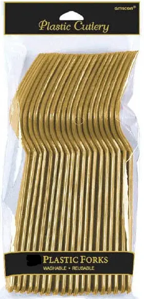 PLASTIC FRKS GOLD 18/PK   