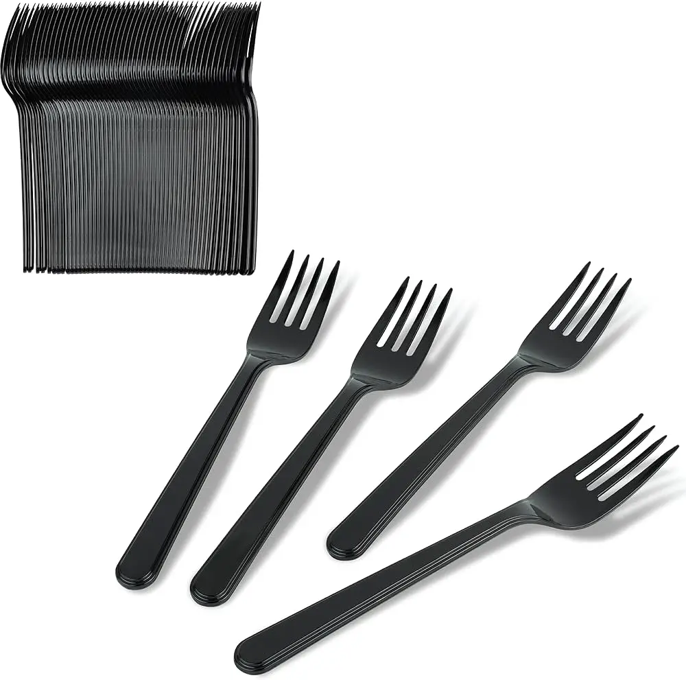 PLASTIC FORKS BLACK HEAVY DUTY 18/PK    