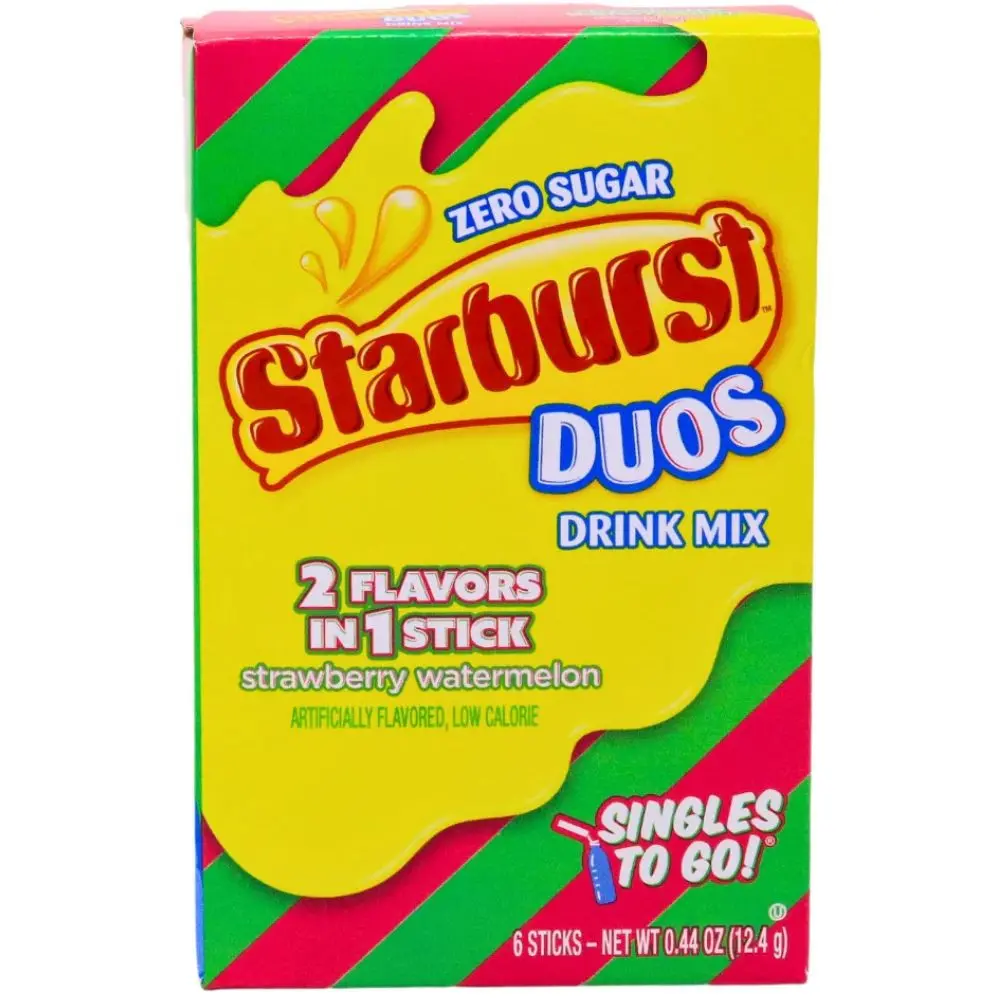 STARBURST ZERO SUGAR SINGLES TO GO STRAWBERRY WATERMELON DRINK MIX 6CT 
