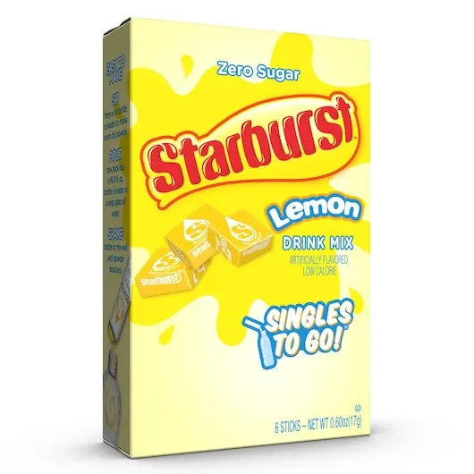 STARBURST ZERO SUGAR SINGLES TO GO LEMON DRINK MIX 6CT  