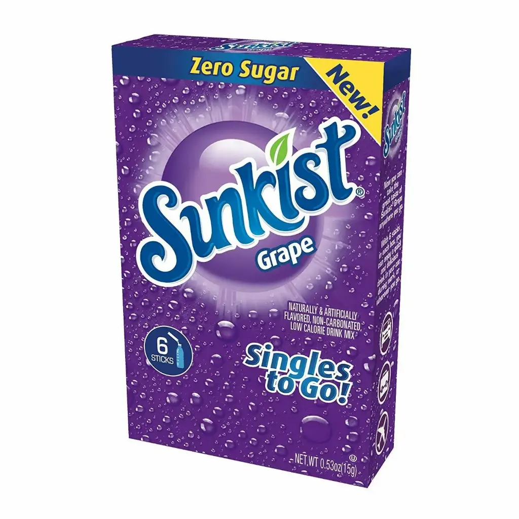 SUNKIST ZERO SUGAR SINGLES TO GO GRAPE 6CT 