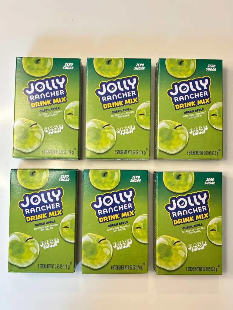 JOLLY RANCHER ZERO SUGAR SINGLES TO GO GREEN APPLE DRINK MIX 6CT