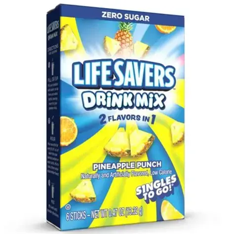 LIFESAVERS ZERO SUGAR SINGLES TO GO PINEAPPLE PUNCH DRINK MIX 6CT