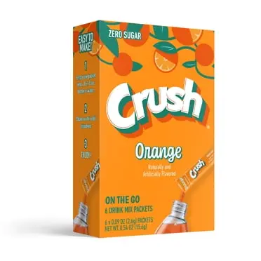 CRUSH ZERO SUGAR SINGLES TO GO ORANGE DRINK MIX 6CT  