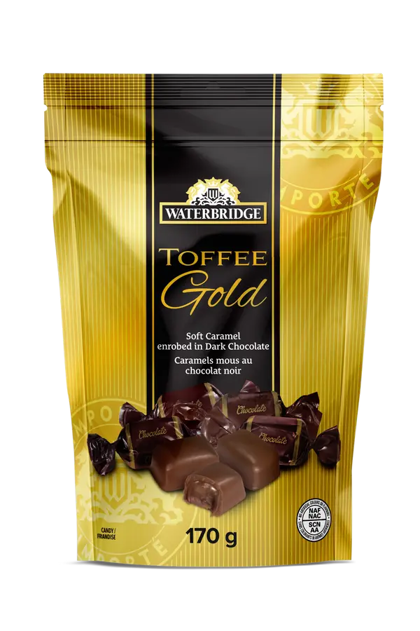 WATERBRIDGE TOFFEE GOLD SOFT CARAMEL DARK CHOCOLATE 170G