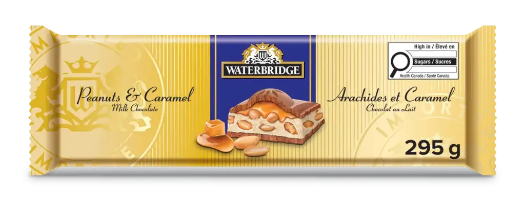 WATERBRIDGE PEANUTS & CARAMEL MILK CHOCOLATE BAR 295G  