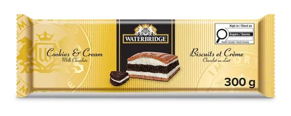WATERBRIDGE COOKIES & CREAM MILK CHOCOLATE BAR 295G 
