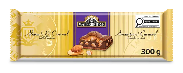 WATERBRIDGE ALMONDS & CARAMEL MILK CHOCOLATE BAR 295G