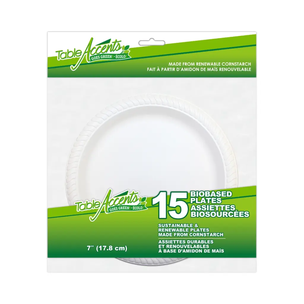 TABLE ACCENTS BIOBASED PLATES 7" / 15PK