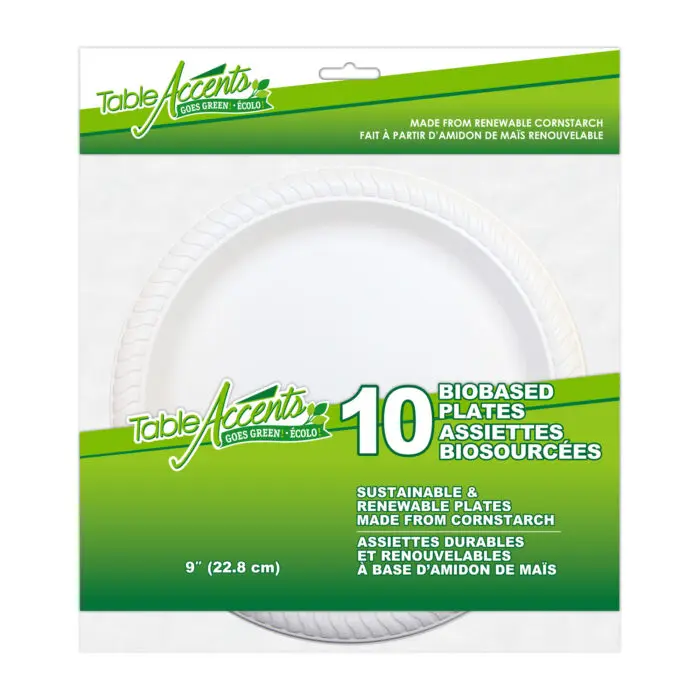 TABLE ACCENTS BIOBASED PLATES 9"/ 10PK