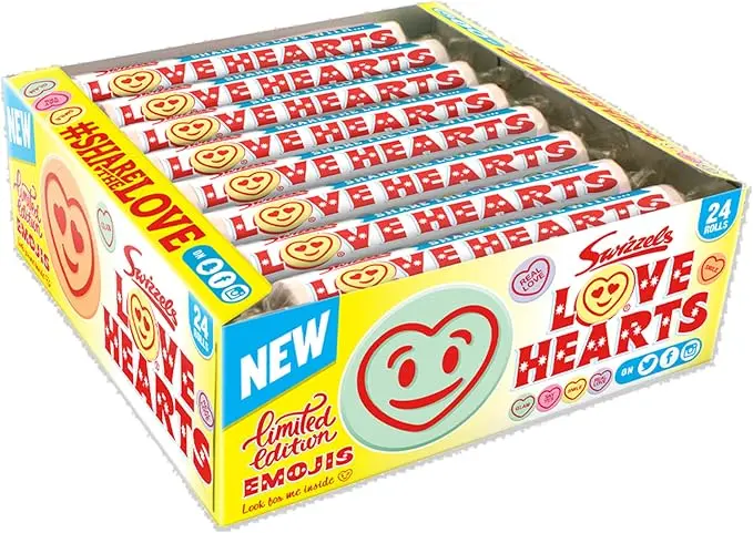 SWIZZELS GIANT LOVE HEARTS TUBE 24CT (UK) 