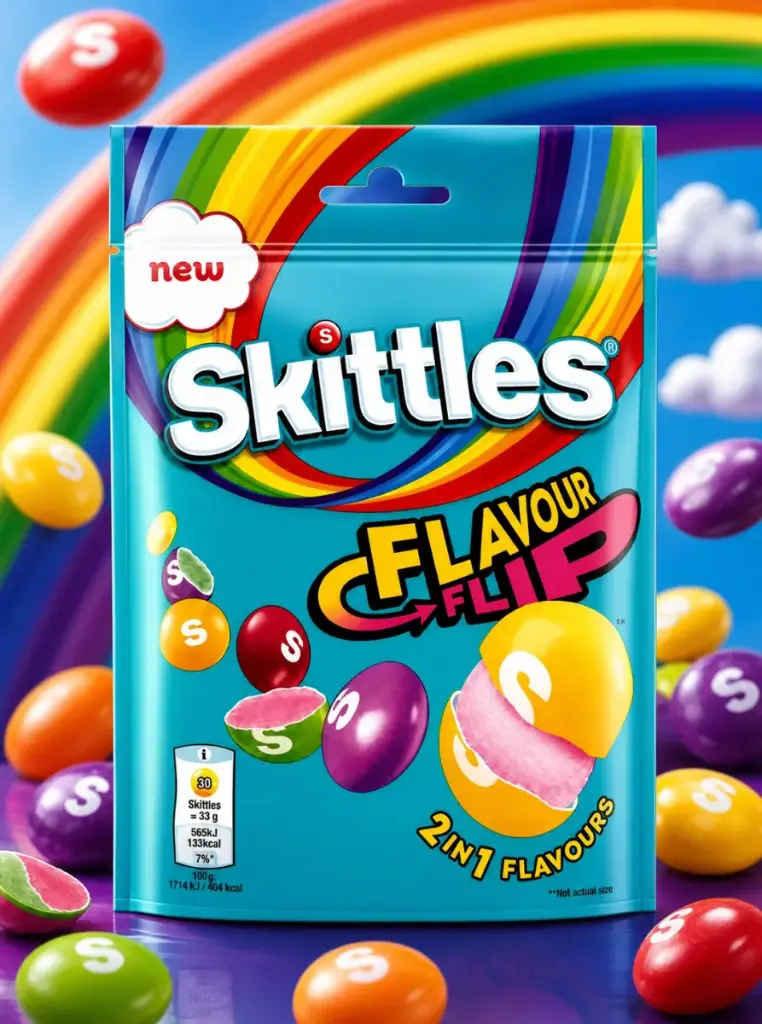 SKITTLES FLAVOUR FLIP POUCH 136G  (UK)