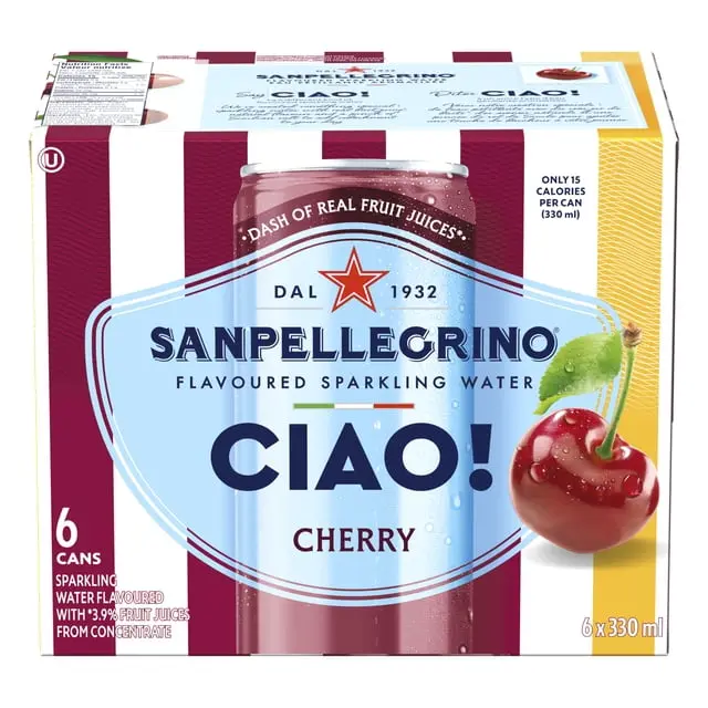 SAN PELLEGRINO CIAO! CHERRY SPARKLING DRINK 330ML/6CT