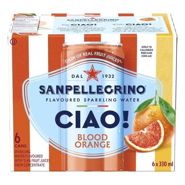 SAN PELLEGRINO CIAO! BLOOD ORANGE SPARKLING DRINK 330ML/6CT 