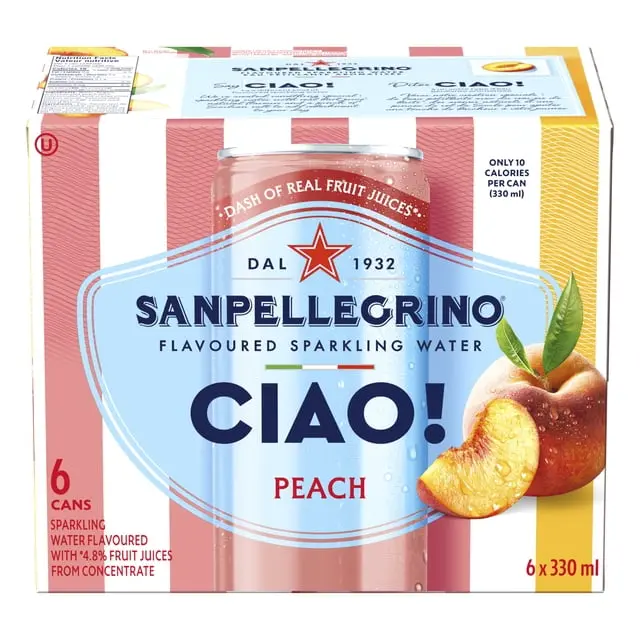 SAN PELLEGRINO CIAO! PEACH SPARKLING DRINK 330ML/6CT