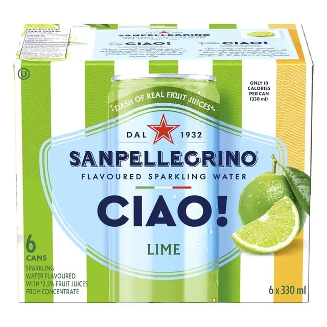 SAN PELLEGRINO CIAO! LIME SPARKLING DRINK 330ML/6CT