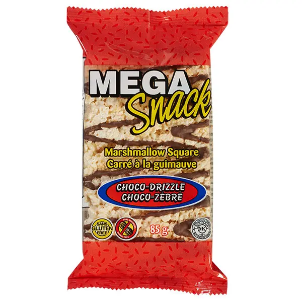 MEGA SNACK MARSHMALLOW SQUARE CHOCO DRIZZLE 85G/12CT