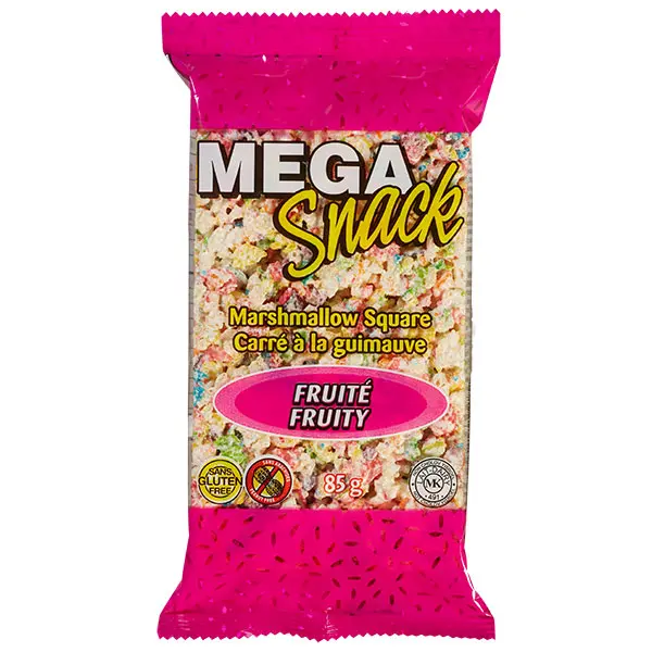 MEGA SNACK MARSHMALLOW SQUARE FRUITY 85G/12CT