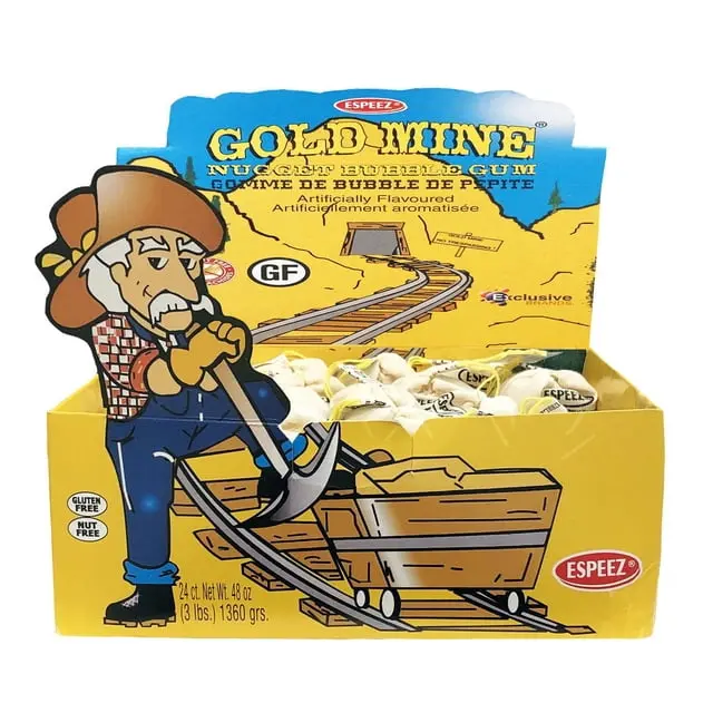 GOLD MINE NUGGET BUBBLE GUM 24CT 