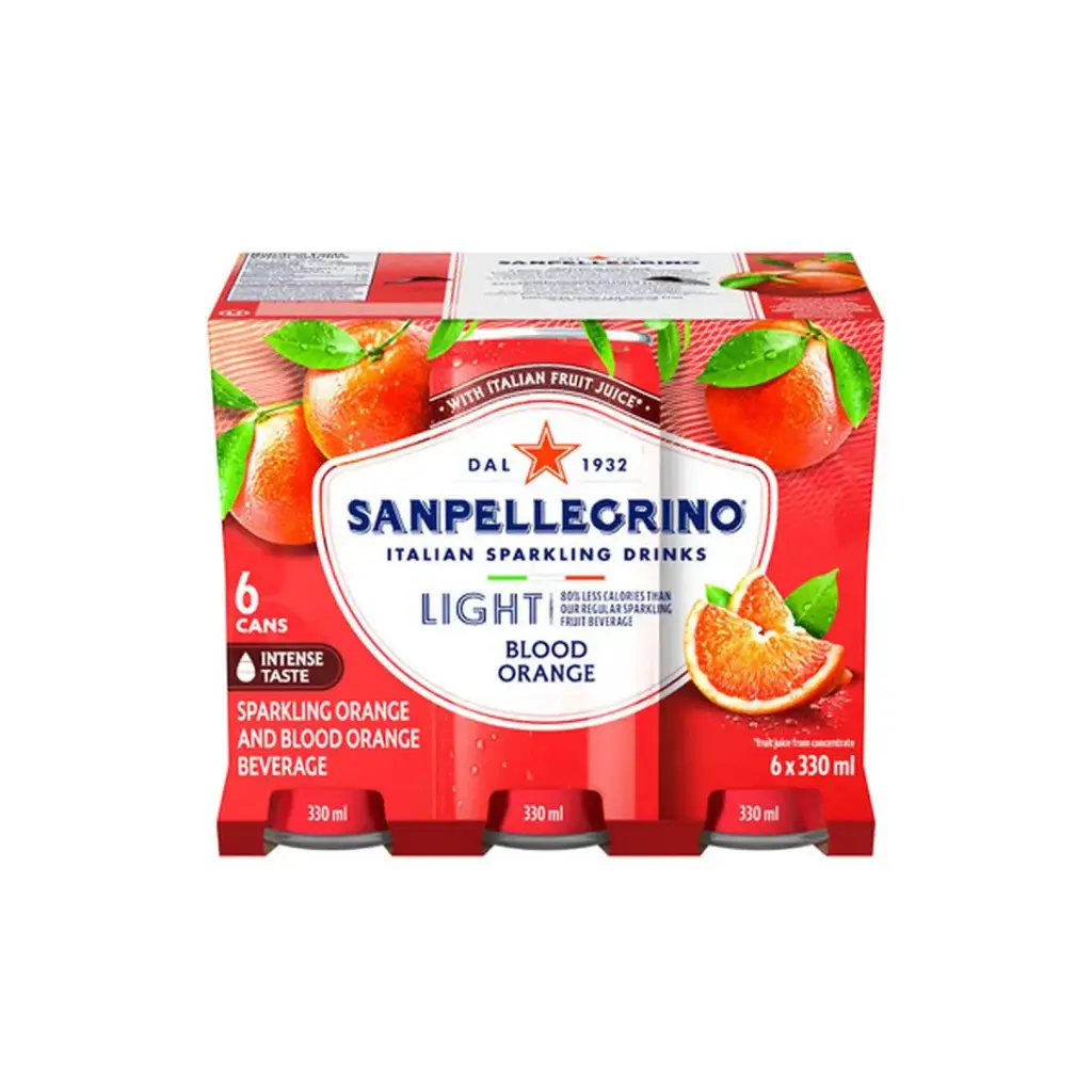 SAN PELLEGRINO LIGHT BLOOD ORANGE SPARKLING DRINK 330ML/6CT