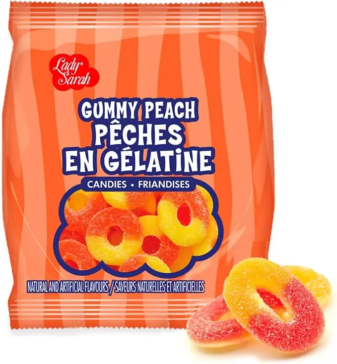 LADY SARAH GUMMY PEACH RINGS 120G