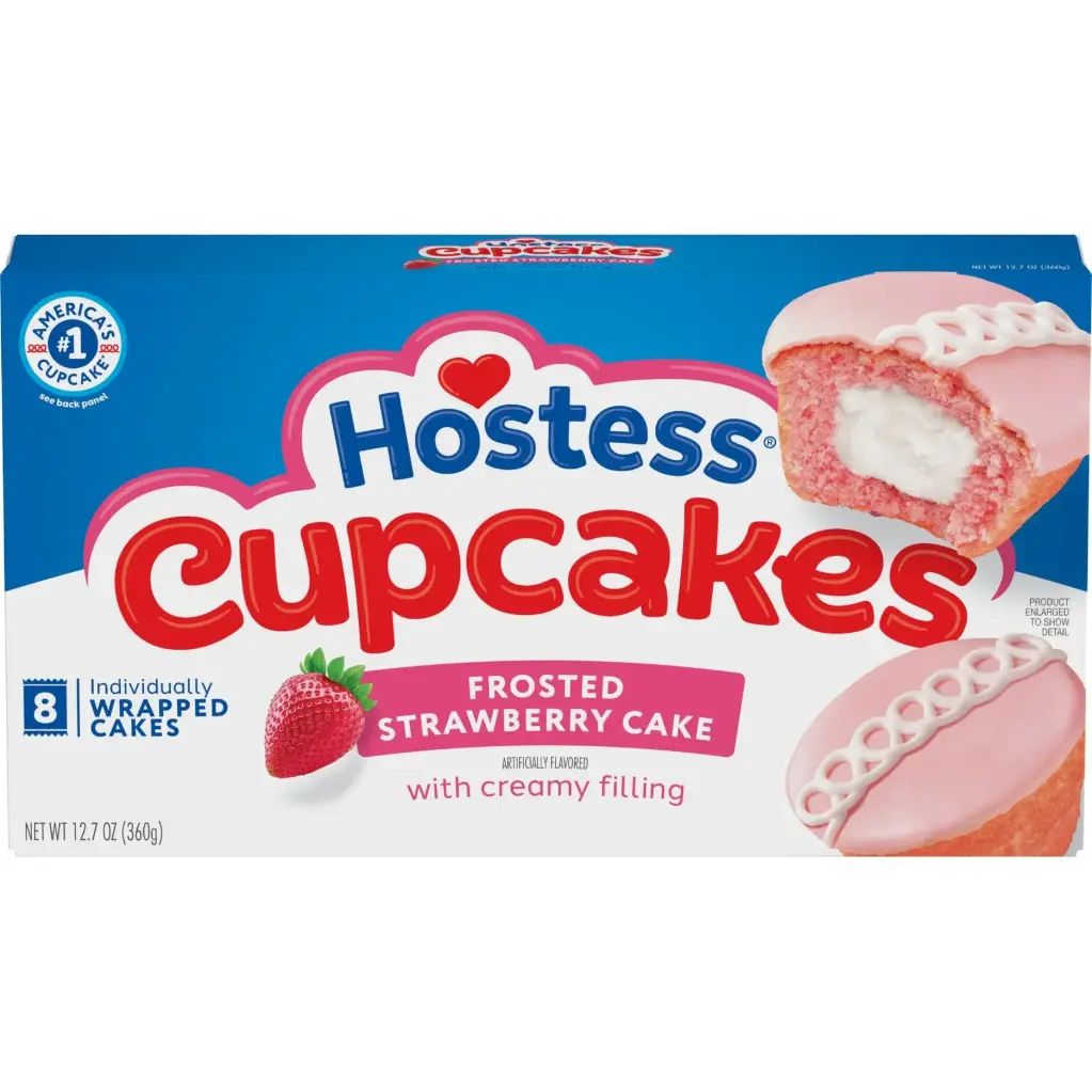 HOSTESS CUPCAKES FROSTED STRAWBERRY CAKE 6CT/100G (U)