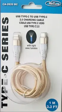 1M CABLE TYPE C TO C WITH LIGHT