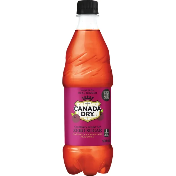 CANADA DRY CRANBERRY ZERO SUGAR  BTL 500ML (CAN) 