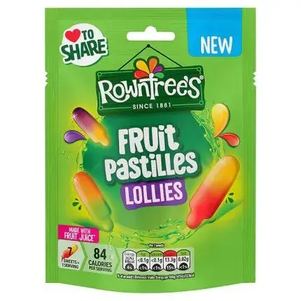 ROWNTREE'S FRUIT PASTILLES LOLLIES 130G (UK)    