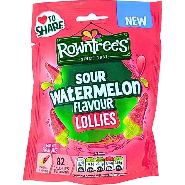 ROWNTREES SOUR WATERMELON LOLLIES 140G (UK) 