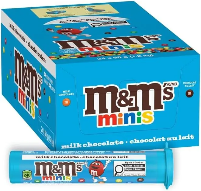 M&M'S MINIS MILK CHOCOLATE MEGA TUBE 50G/24CT