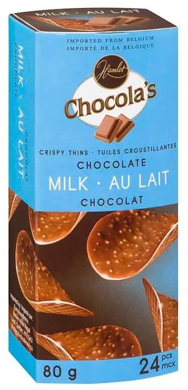 HAMLET CHOCOLA'S CRISPY THINS MILK CHOCOLATE 80G (BELGIUM)