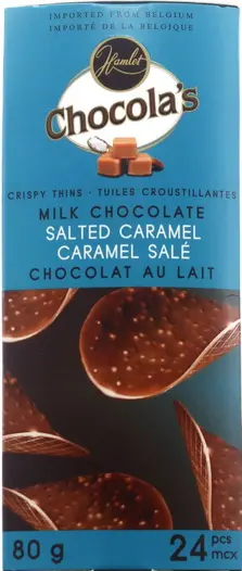HAMLET CHOCOLA'S CRISPY THINS SALTED CARAMEL 80G (BELGIUM)