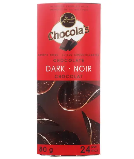 HAMLET CHOCOLA'S CRISPY THINS DARK CHOCOLATE 80G (BELGIUM) 