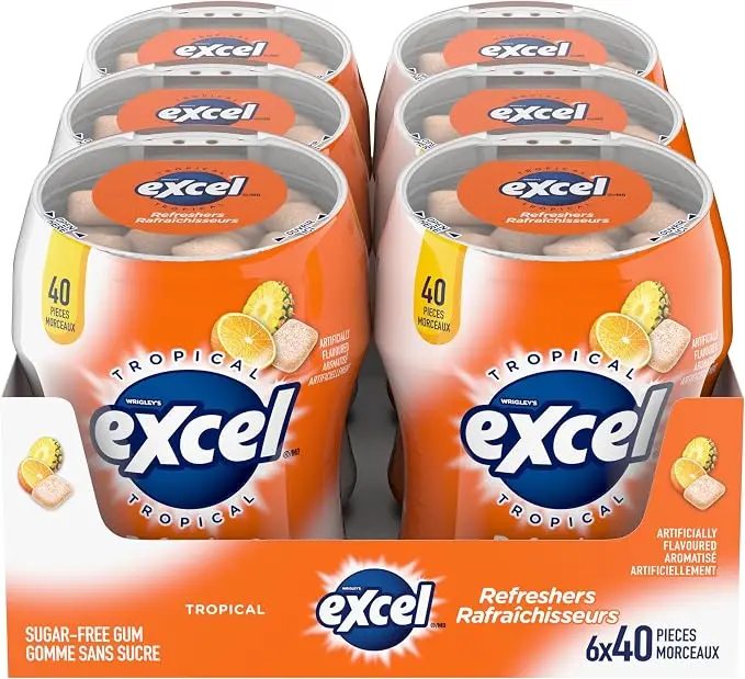 EXCEL GUM TROPICAL BTL 40 PIECES/6CT 