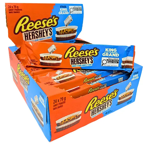 REESE'S HERSHEY'S COOKIES N CREAM KING SIZE 79G/24CT (4 CUP) 