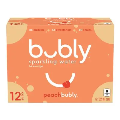 BUBLY SPARKLING PEACH 355ML/12CT 
