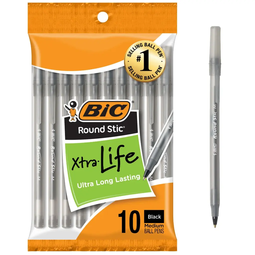 BIC ROUND STIC BLK 10PK 