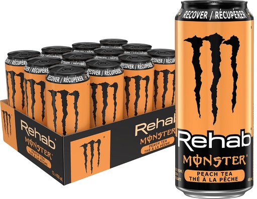 [411195] MONSTER REHAB PEACH TEA 458ml 12CT (CAN)