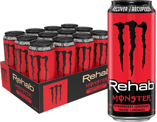 [070847039037] MONSTER REHAB STRAWBERRY LEMONADE 458ml 12CT (CAN)