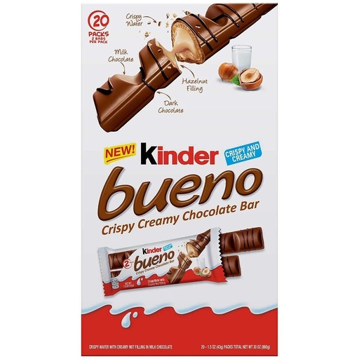 KINDER BUENO CHOCOLATE BAR 43G/20CT
