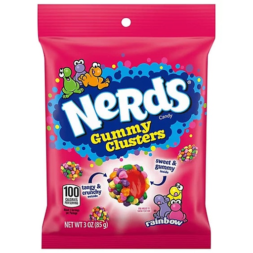 [079200048563] NERDS GUMMY CLUSTERS PEG BAG /85G 