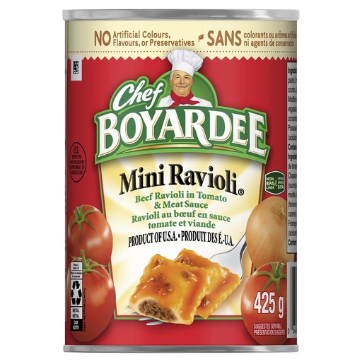 [064144043064] CHEF BOYARDEE MINI RAVIOLI 425G