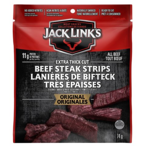 [017082009074] JACK LINK'S BEEF STEAK STRIPS ORIGINAL 74g