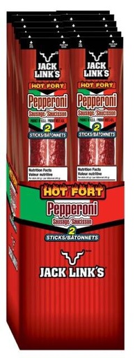 [J7443] JACK LINK'S BEEF 2 STICKS HOT FORT 80g 12CT
