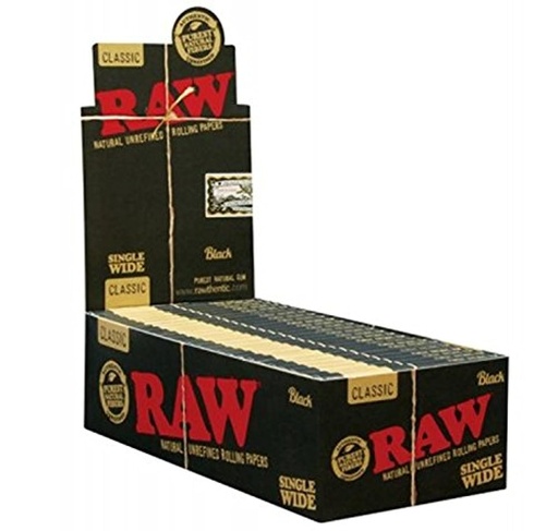RAW SINGLE WIDE BLACK 25/PK