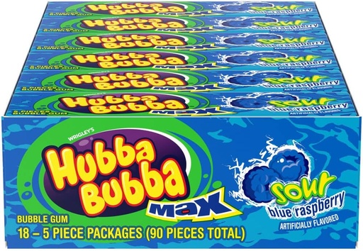 [064900432767] HUBBA BUBBA MAX SOUR BLU RASPBRY 18PK (CAN)