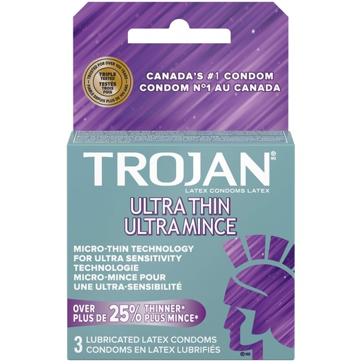 [10040] TROJAN ULTRA THIN LUBRICATED CONDOM 3PK